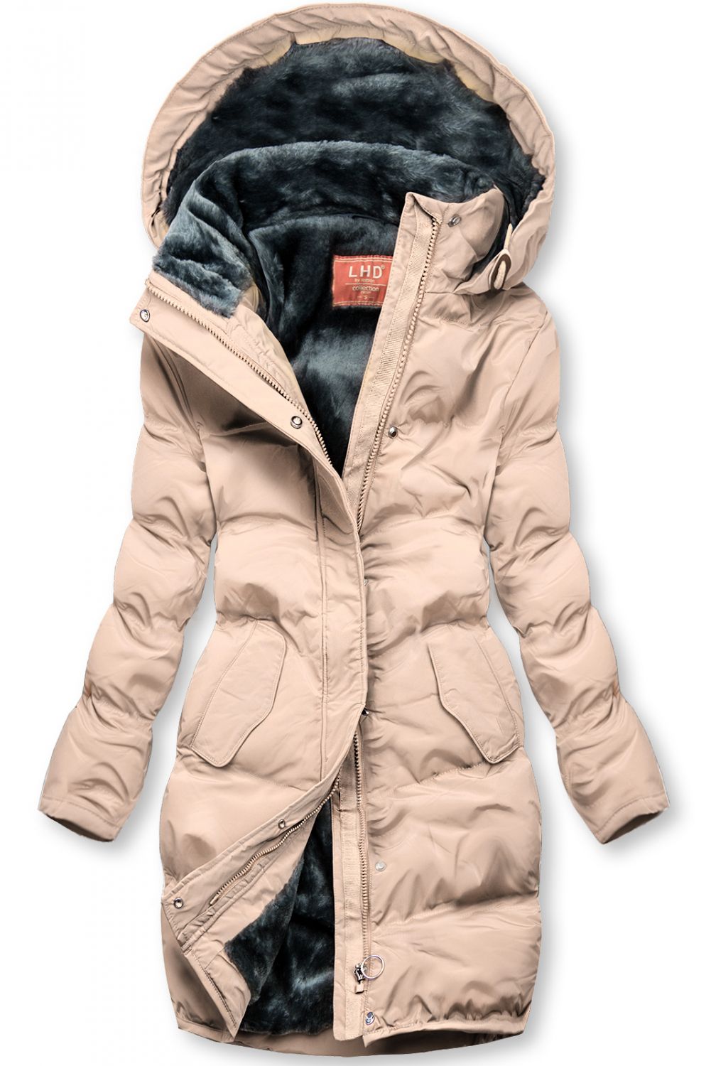 Powder pink winter jacket with fleece lining