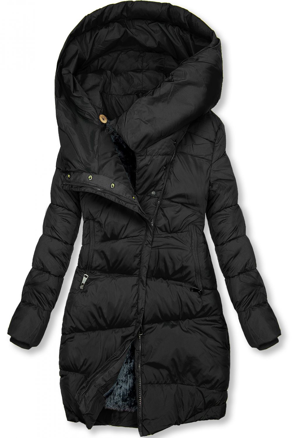 Black winter jacket with extra high neck