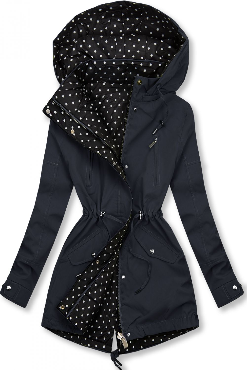 Reversible parka dots navy