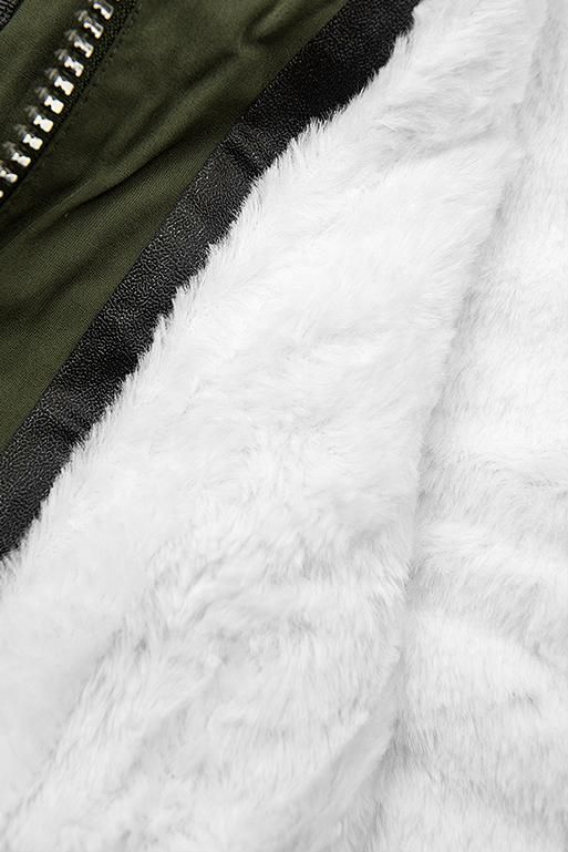 Khaki/white parka jacket for autumn/winter