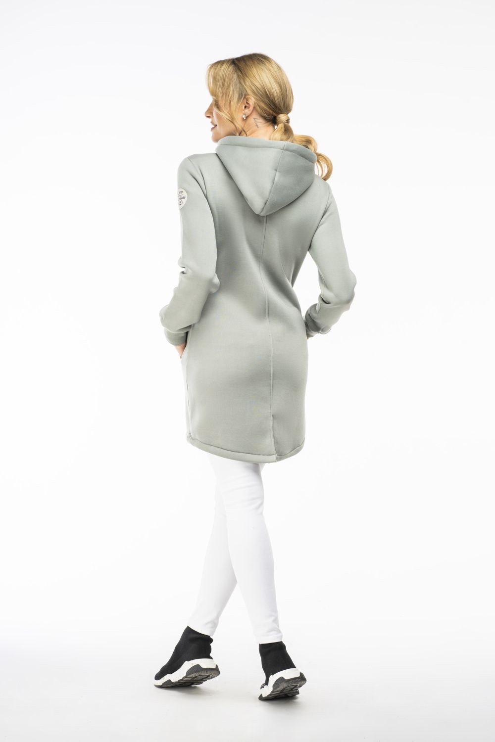 Olive green elongated hoodie