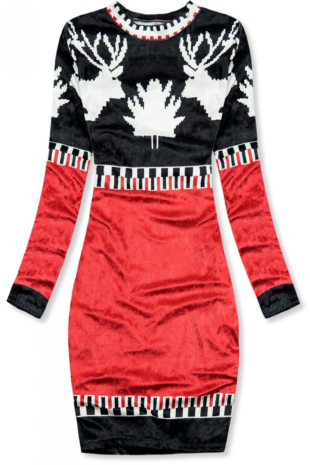 Blue-red velvet christmas dress