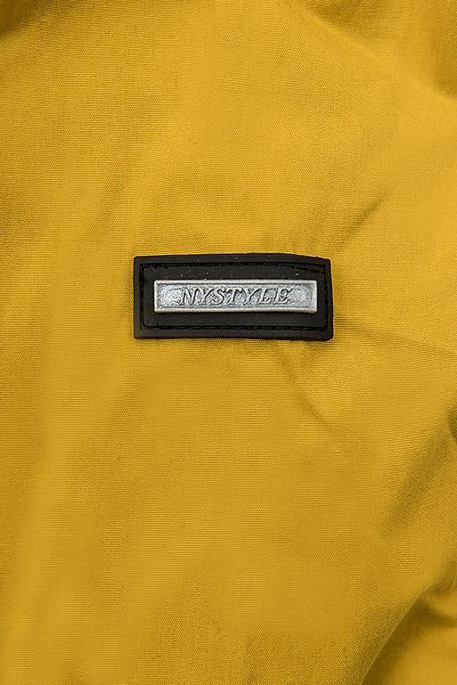 Yellow parka jacket with checked lining