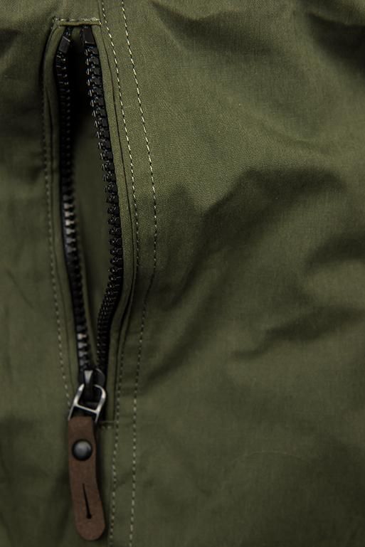 Khaki parka jacket with grey lining for autumn