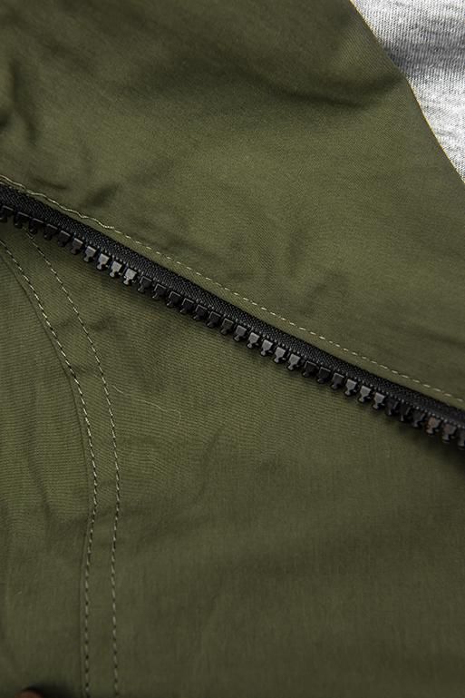 Khaki parka jacket with grey lining for autumn