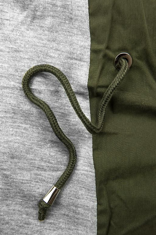 Khaki parka jacket with grey lining for autumn