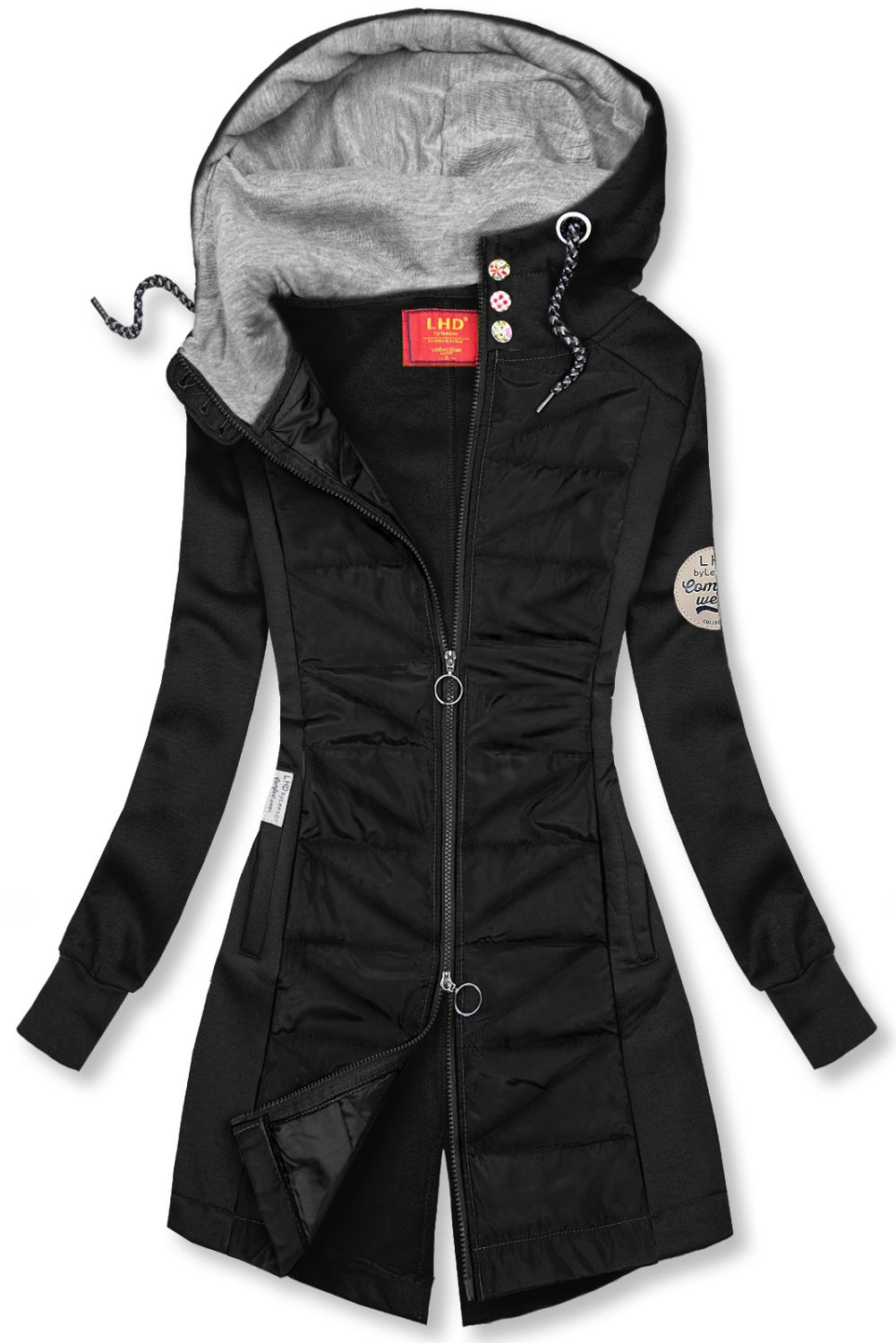 Black elongated hoodie