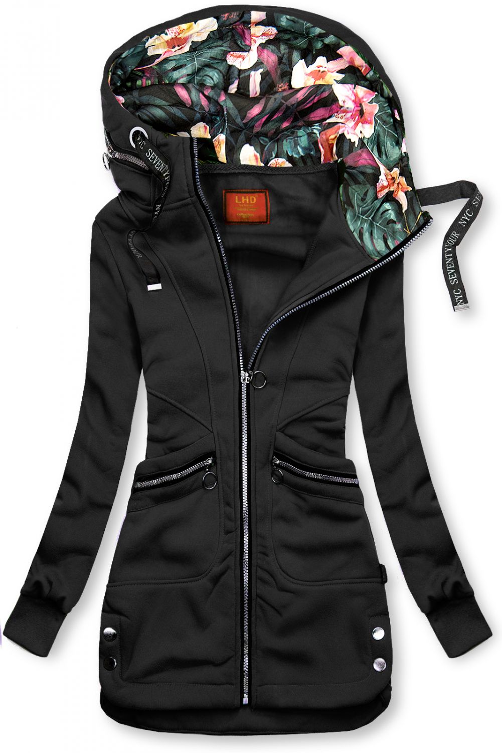 Cozy Black Elongated Sweatshirt Jacket