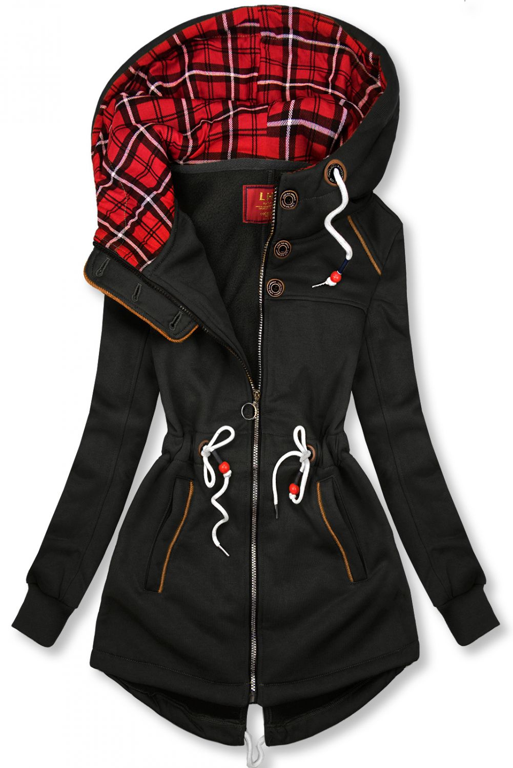 Black hoodie with drawstring belt