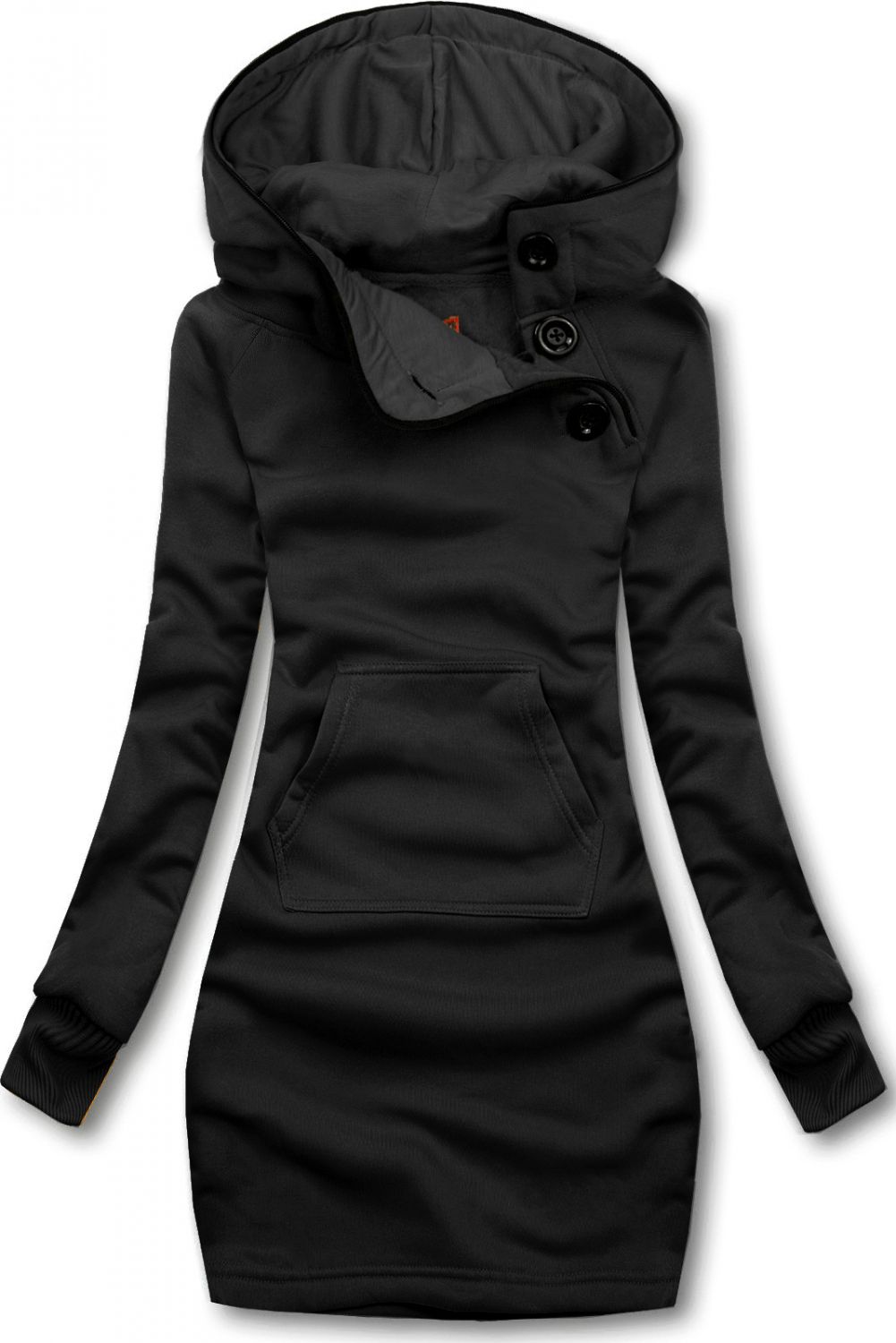 Black over-the-head sweatshirt dress