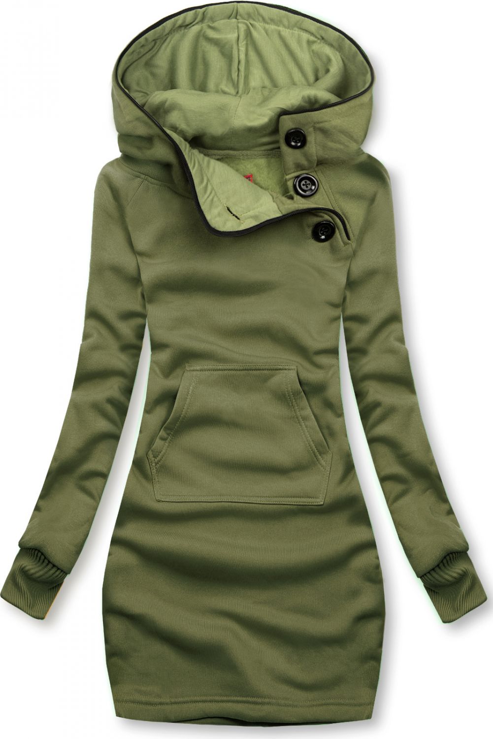 Green over-the-head sweatshirt dress