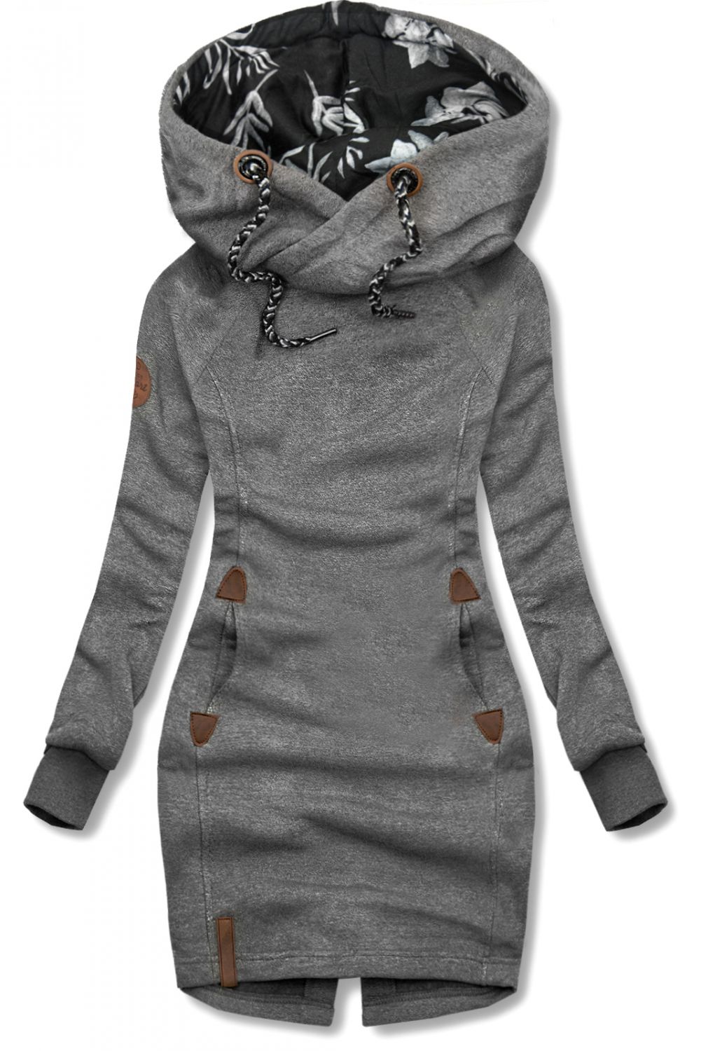 Sweatshirt dress with hoodie dark gray