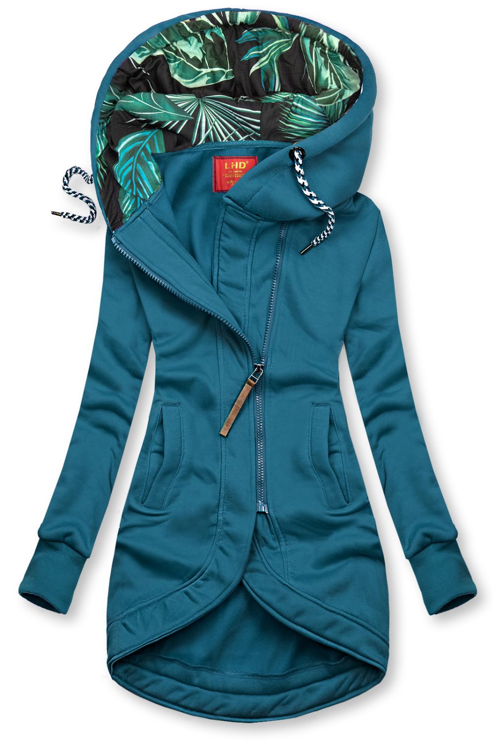 Turquoise blue asymmetric hoodie