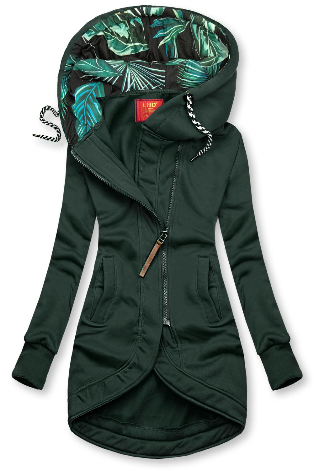 Dark green asymmetric hoodie