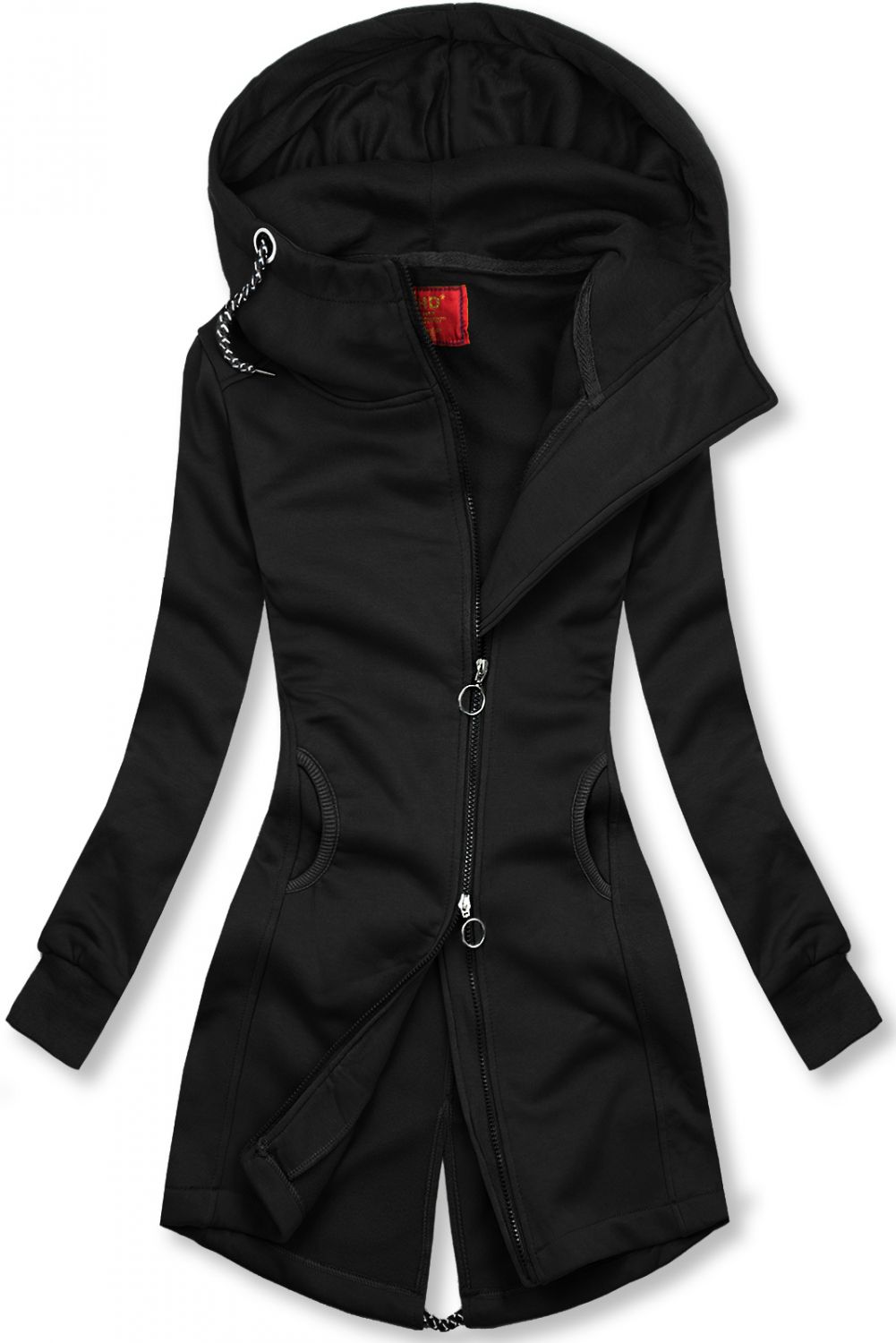 Basic zip-up hoodie in black
