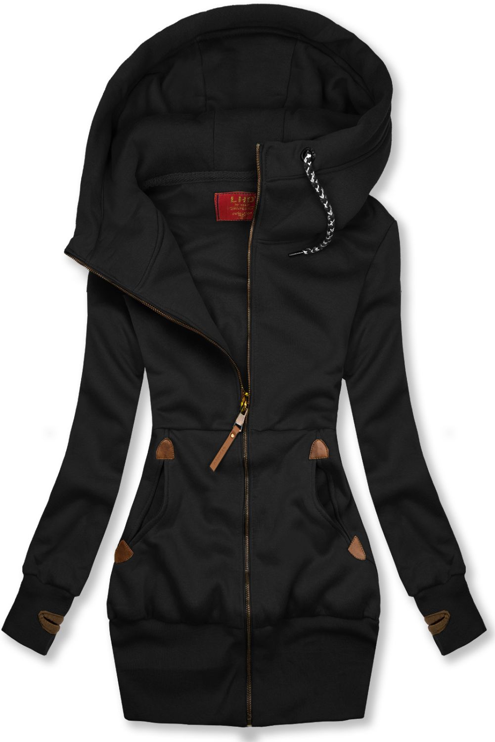 Basic elongated hoodie in black