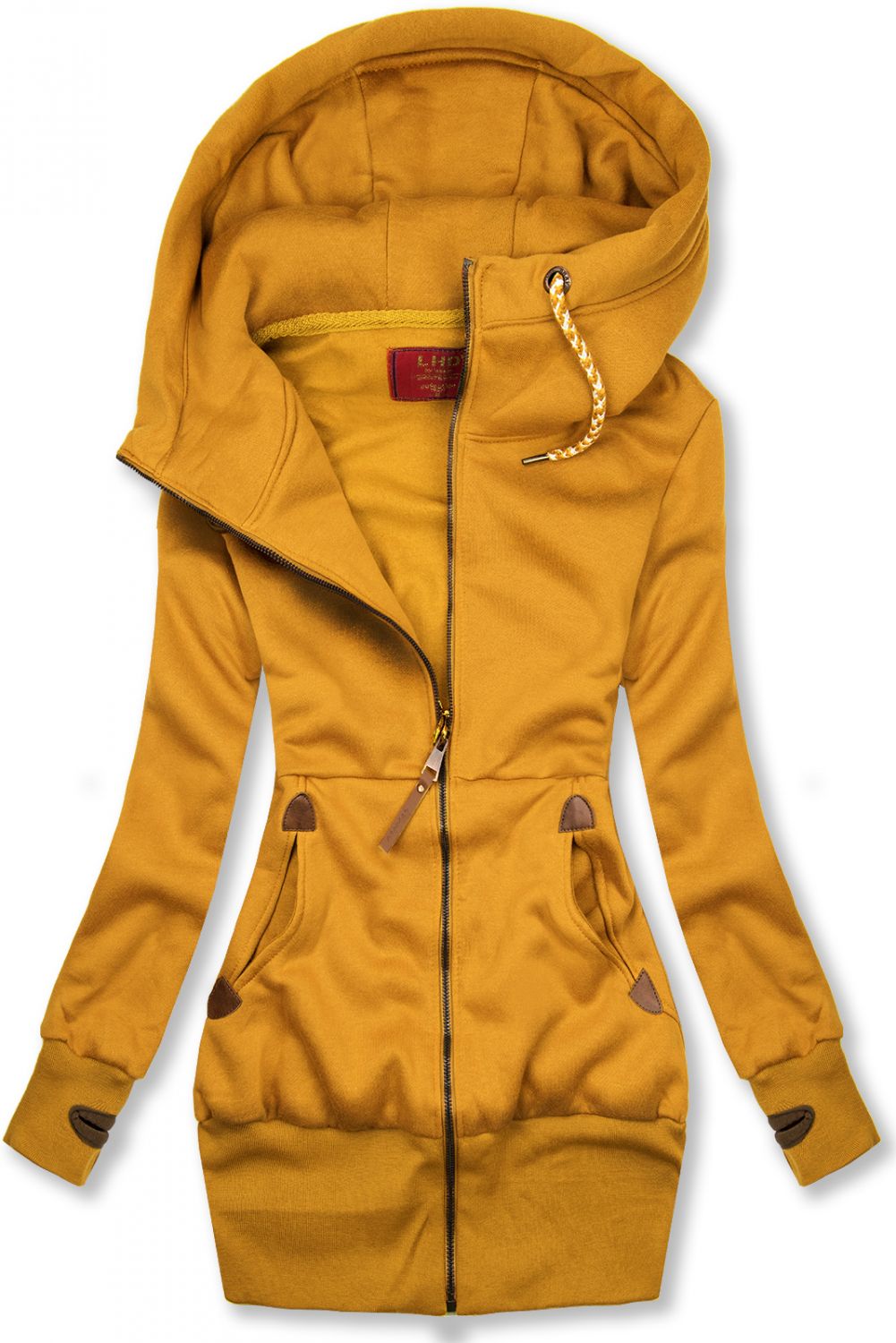 Basic elongated hoodie in yellow