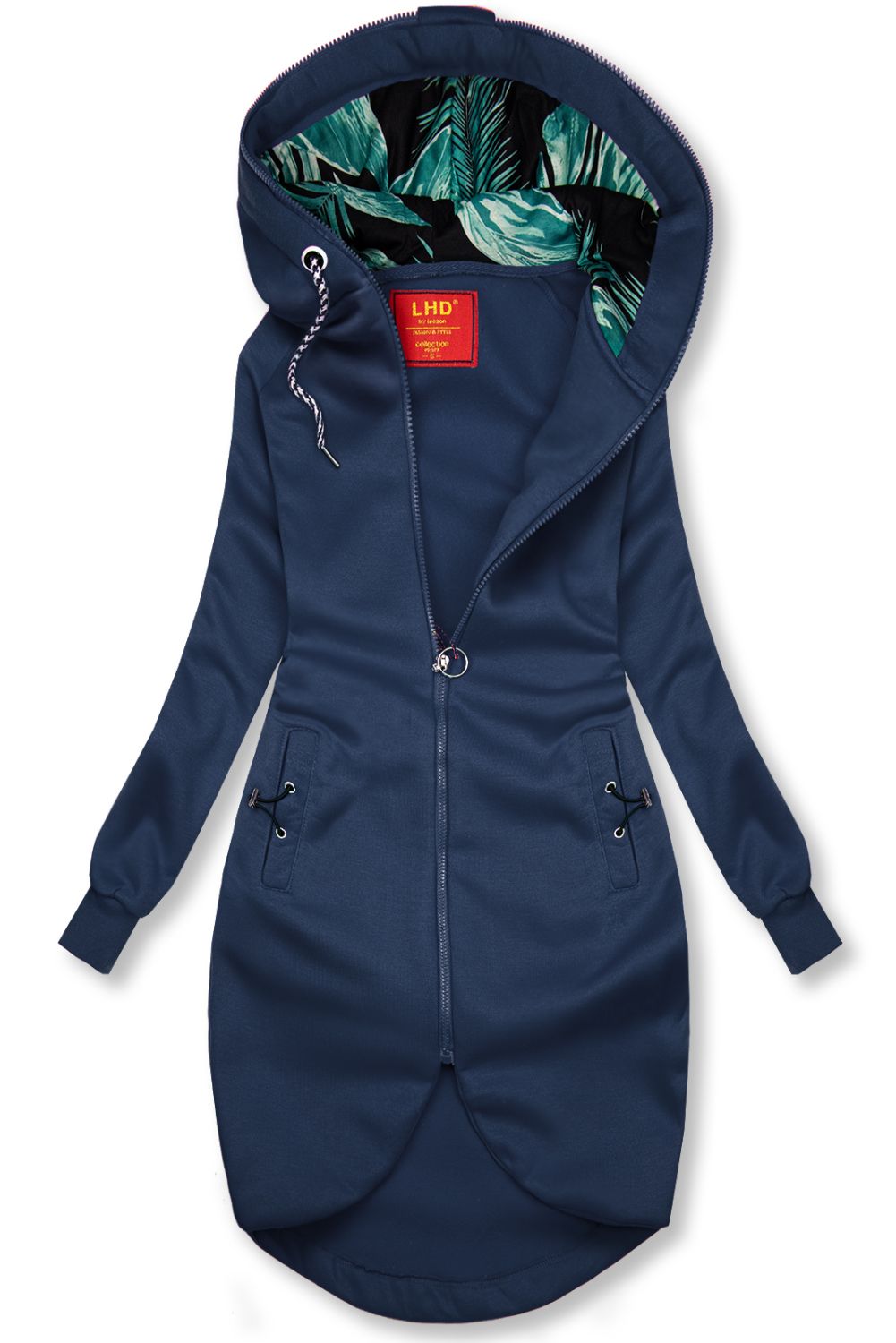 Navy asymmetric elongated hoodie