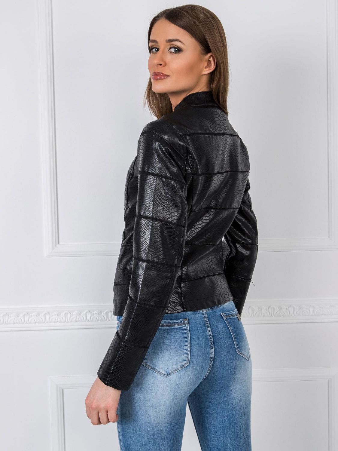 Black Transitional Jacket Made of Eco-Leather