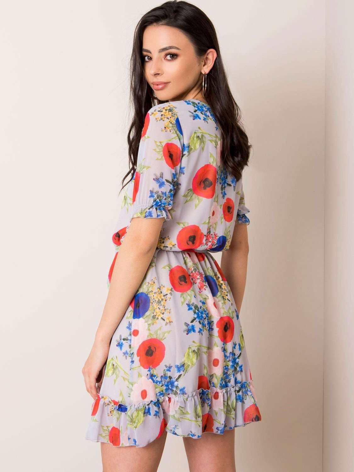 Gray Floral Dress