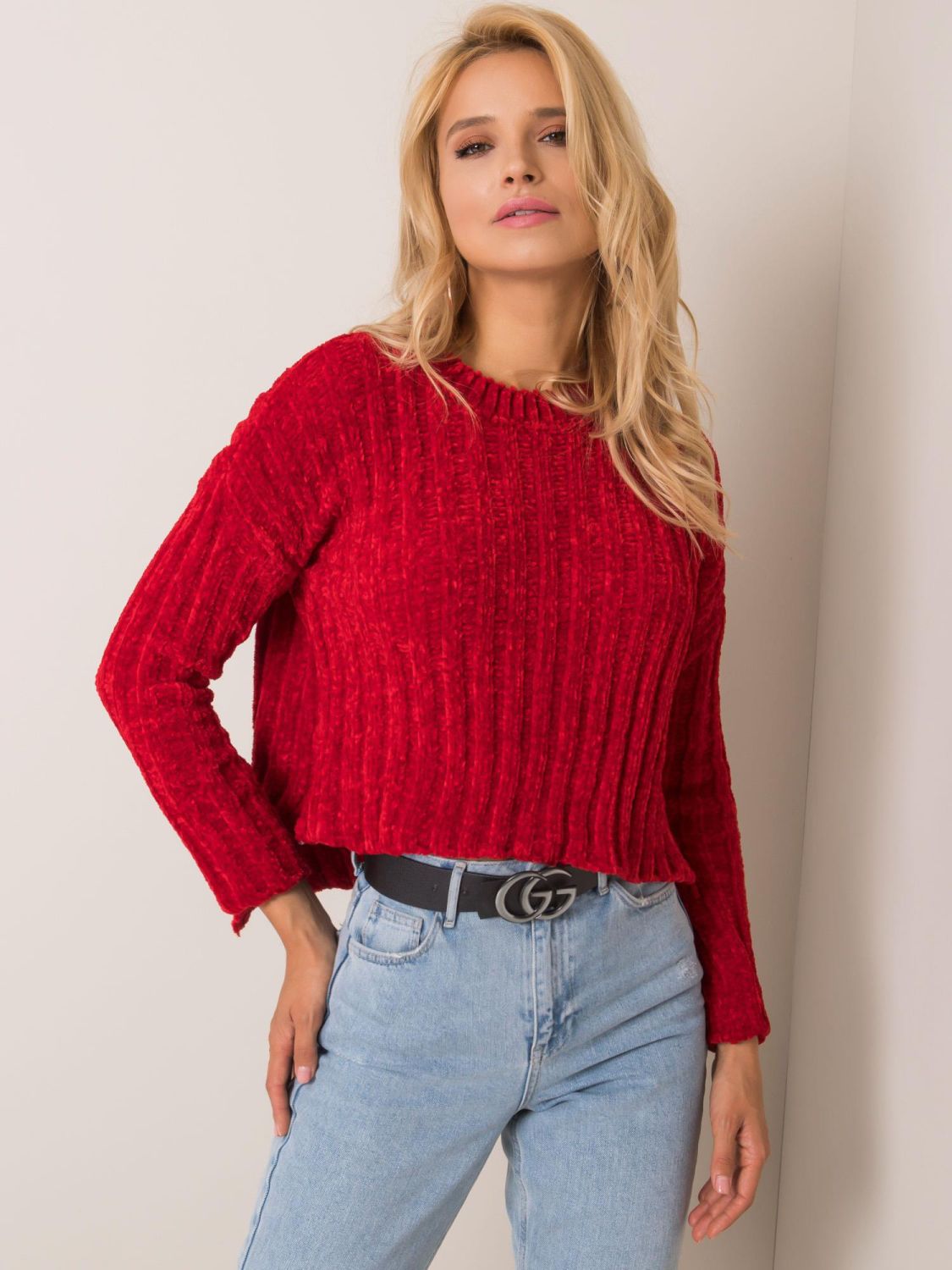 Dark Red Sweater with Longer Back