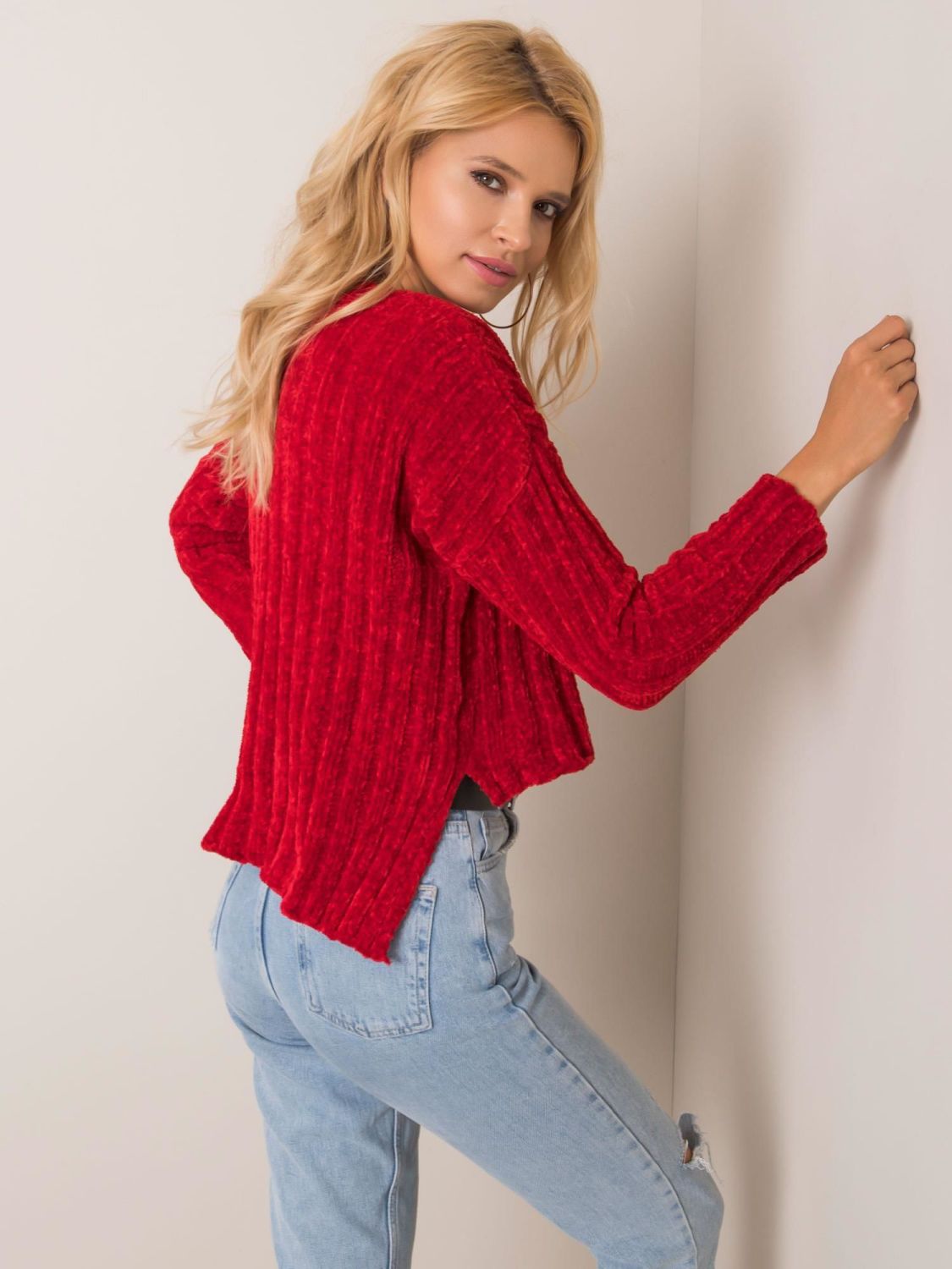 Dark Red Sweater with Longer Back