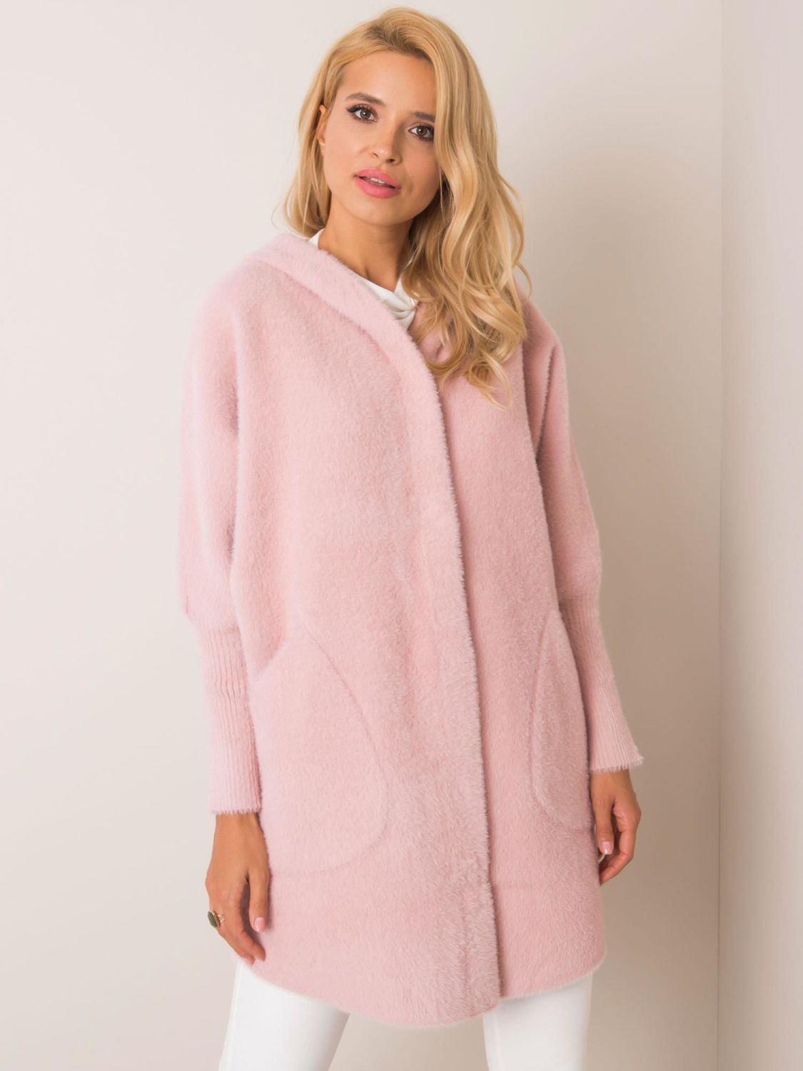 Light Pink Alpaca Coat with Hood