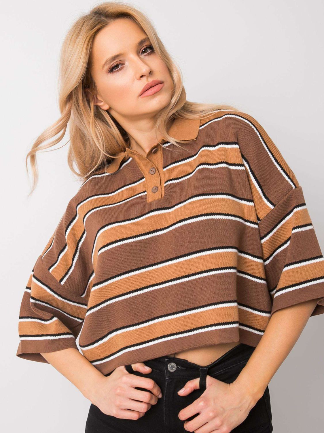 Brown Striped Blouse RUE PARIS