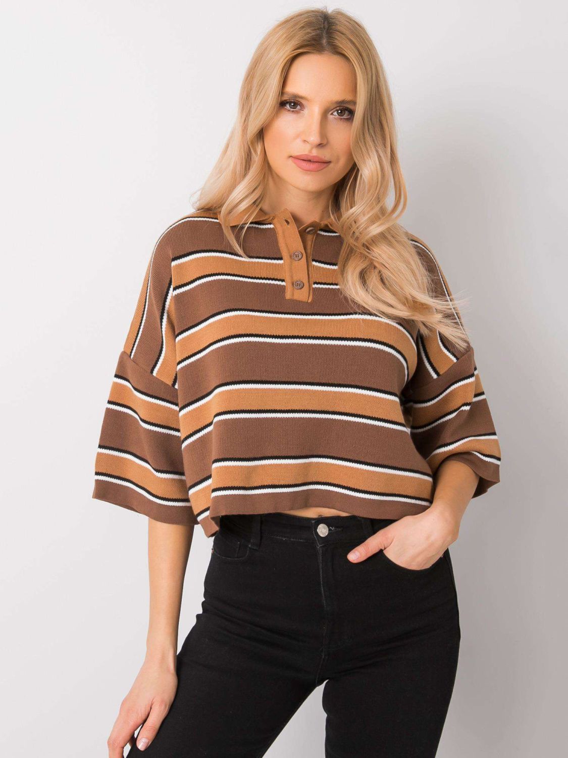 Brown Striped Blouse RUE PARIS