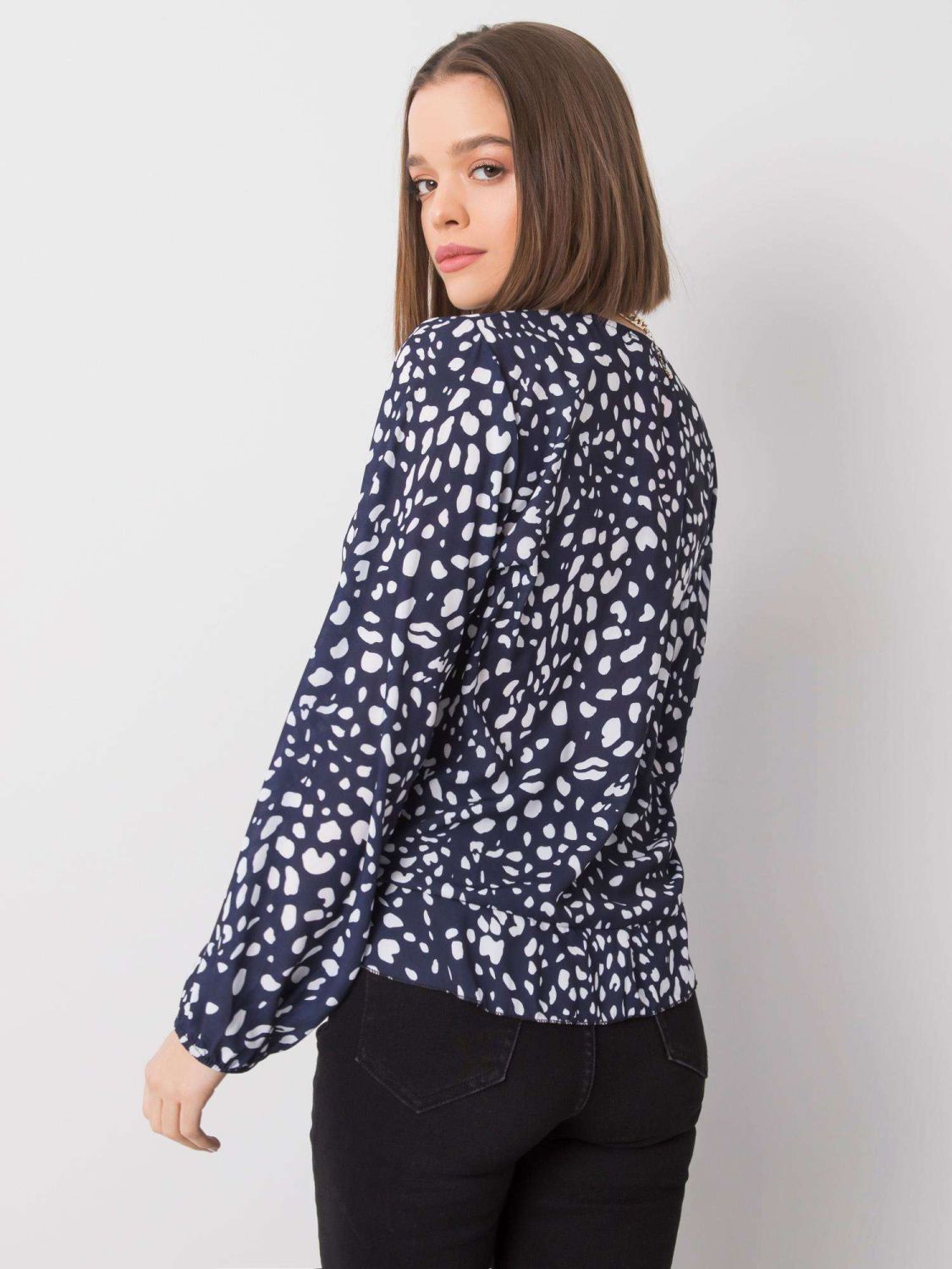 Navy Blue Women's Blouse with Print
