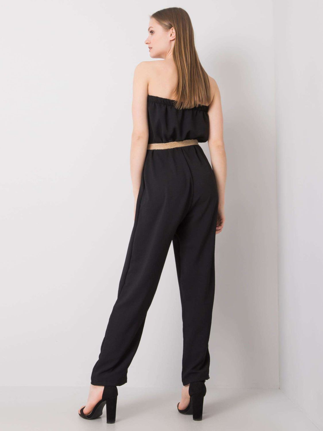 Black Jumpsuit with Belt by RUE PARIS