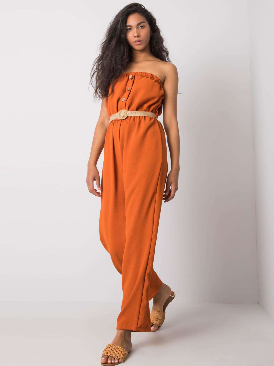 Orange Jumpsuit with Belt by RUE PARIS