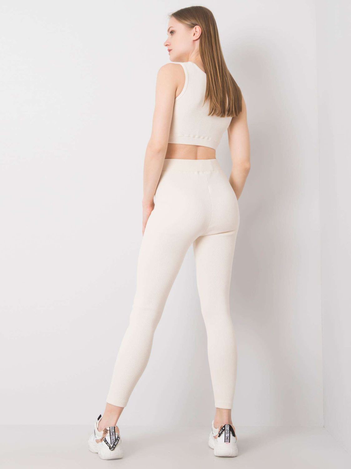 Ecru Striped Sports Set FOR FITNESS