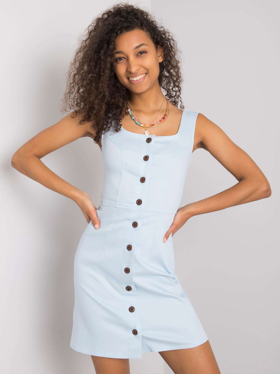 Light Blue Button Dress