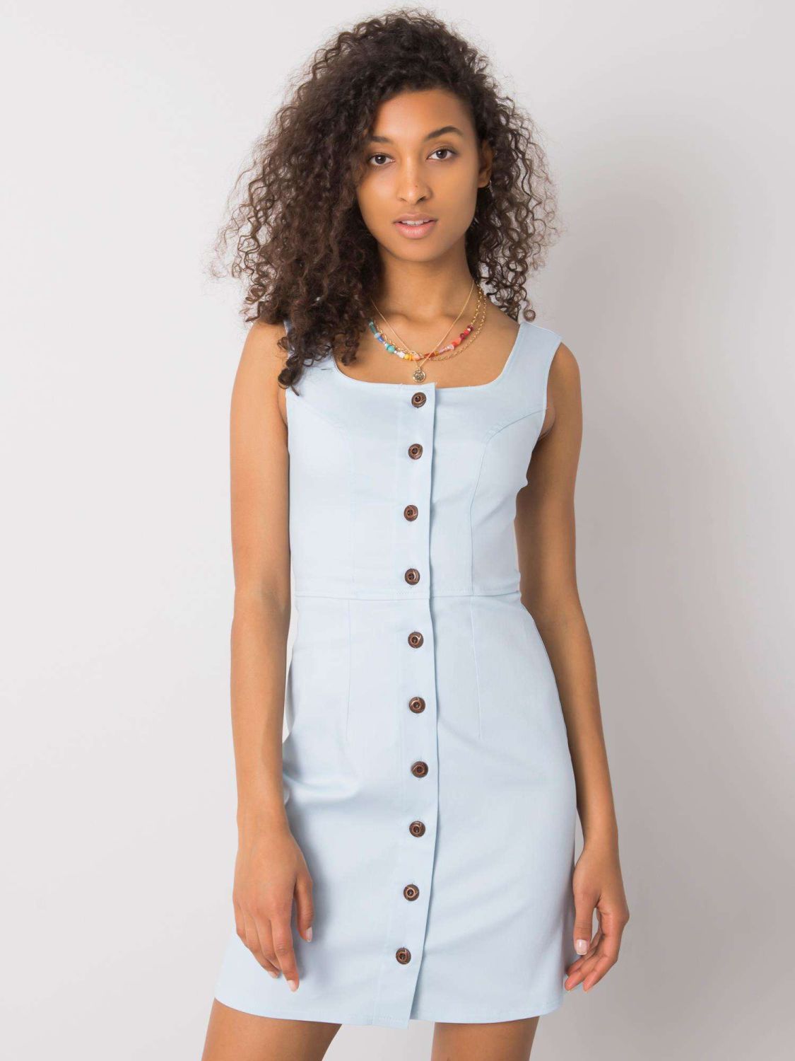 Light Blue Button Dress