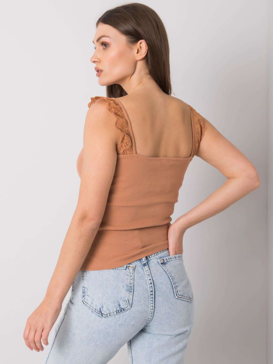 Brown Ribbed Cotton Top