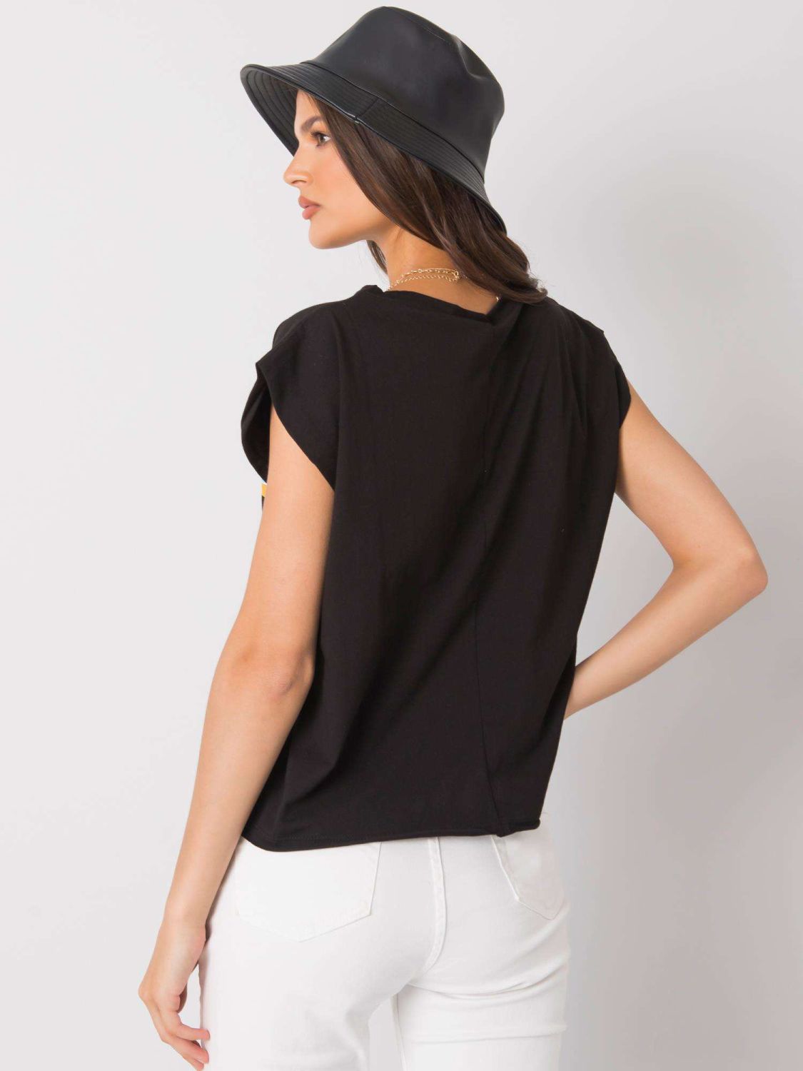 Black Cotton T-Shirt with Print
