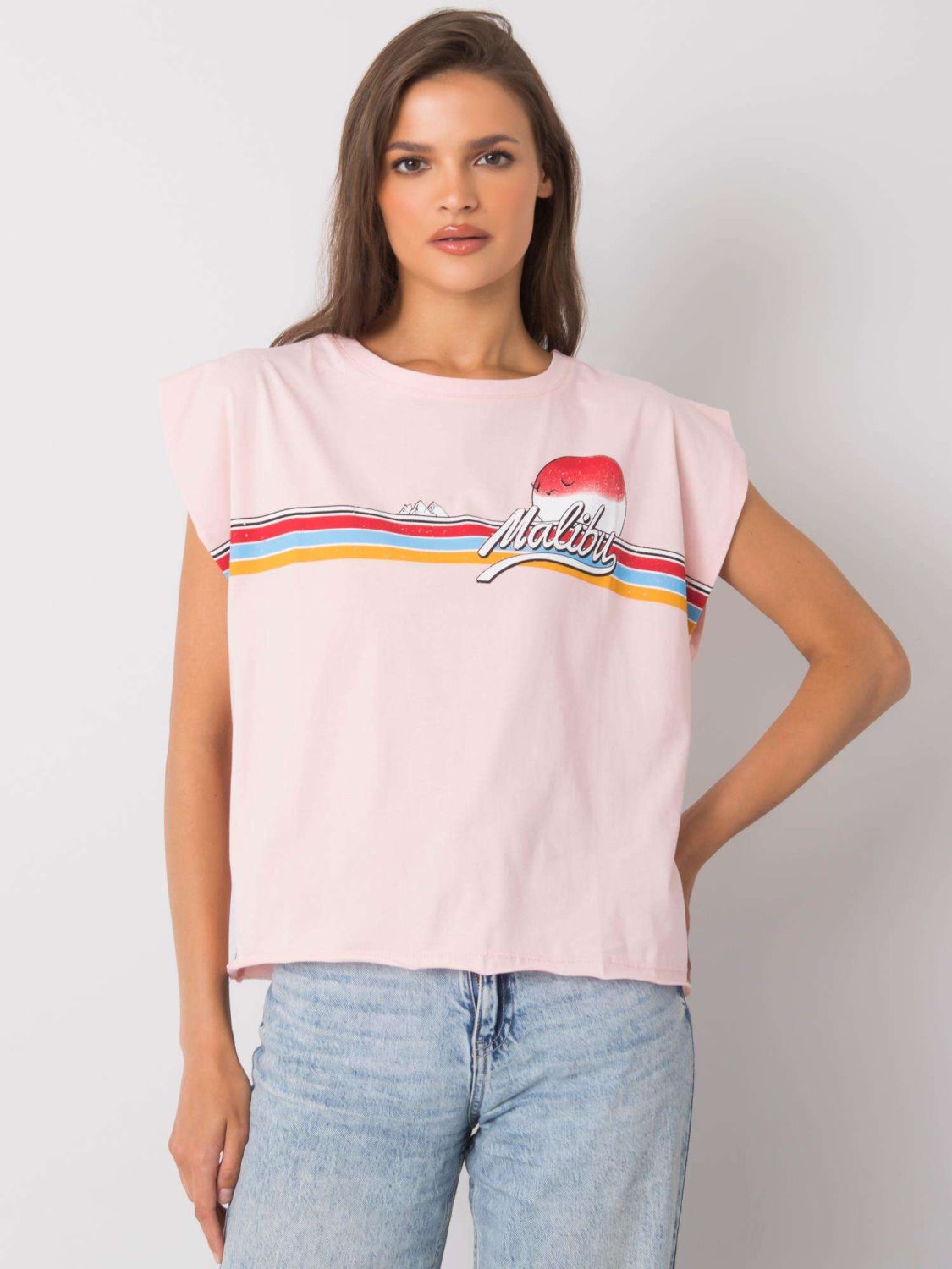 Light Pink Women's Cotton T-Shirt with Print