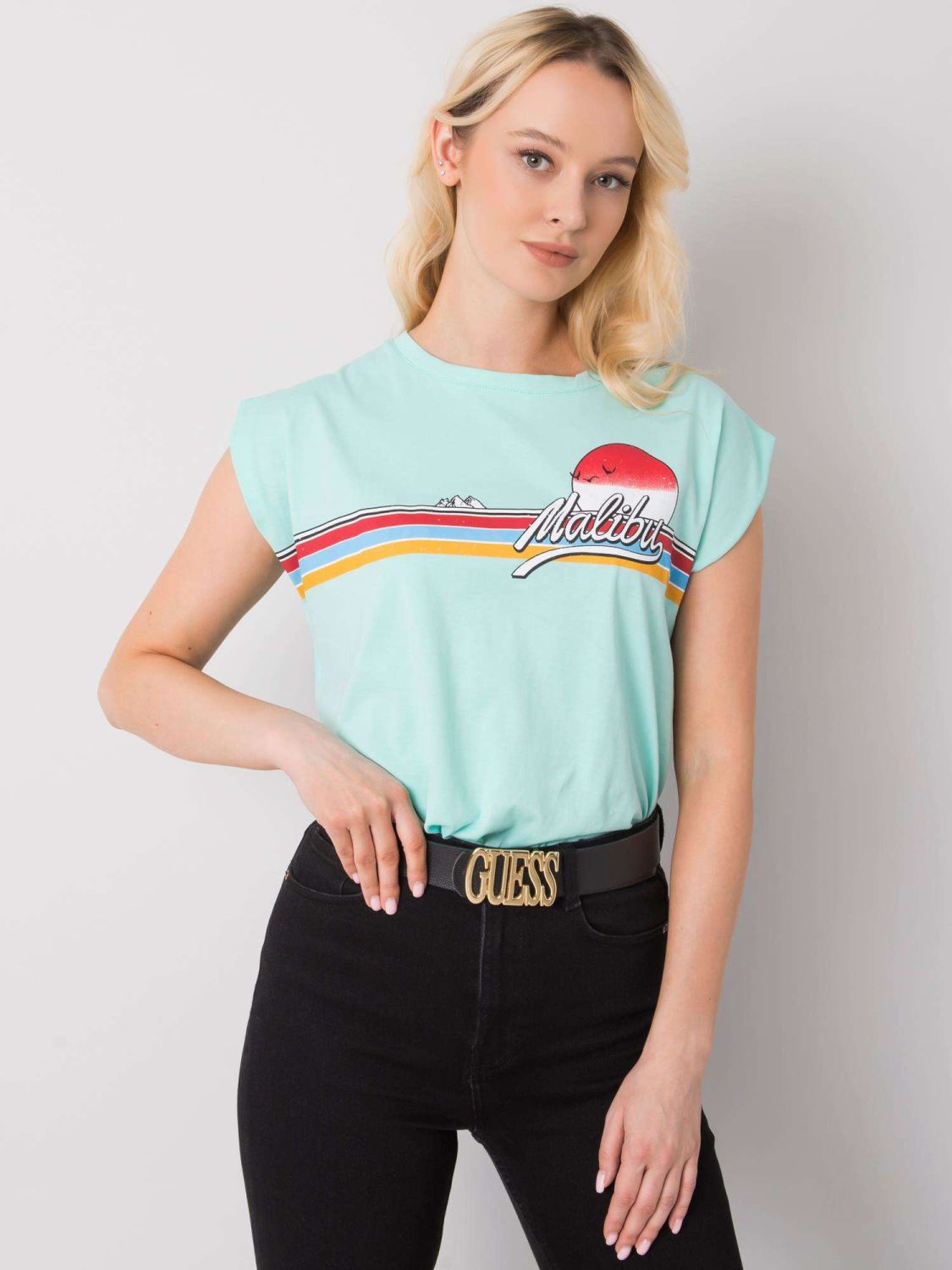 Soft Mint Green Women's T-Shirt with Print