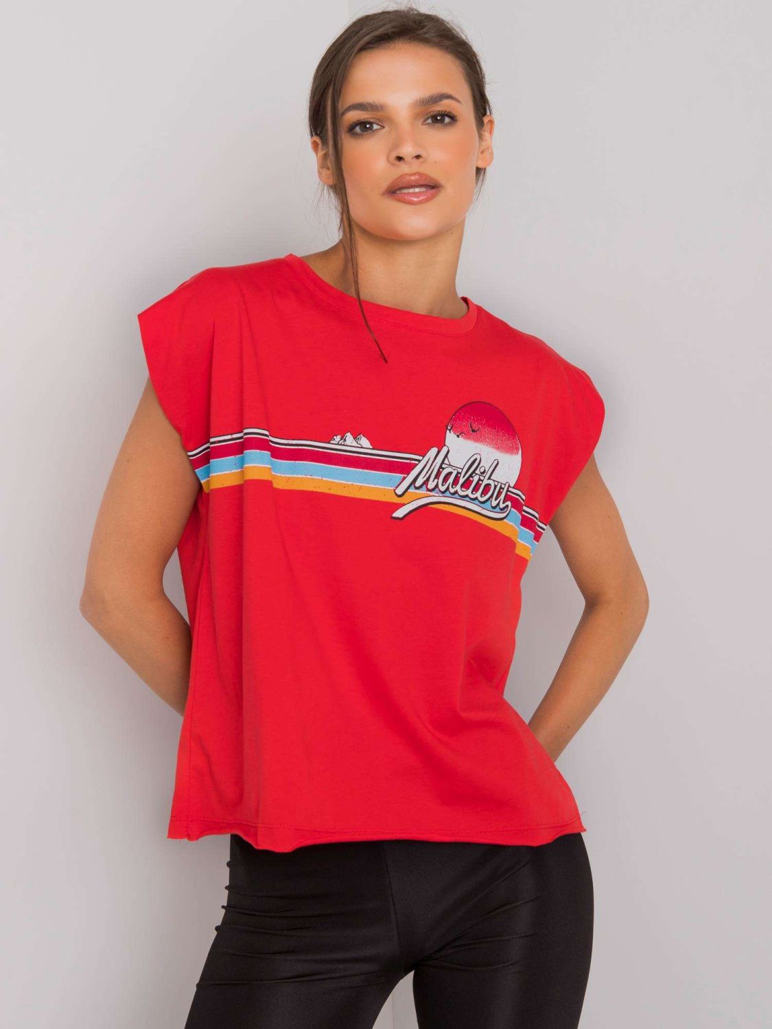 Red Cotton T-Shirt with Print