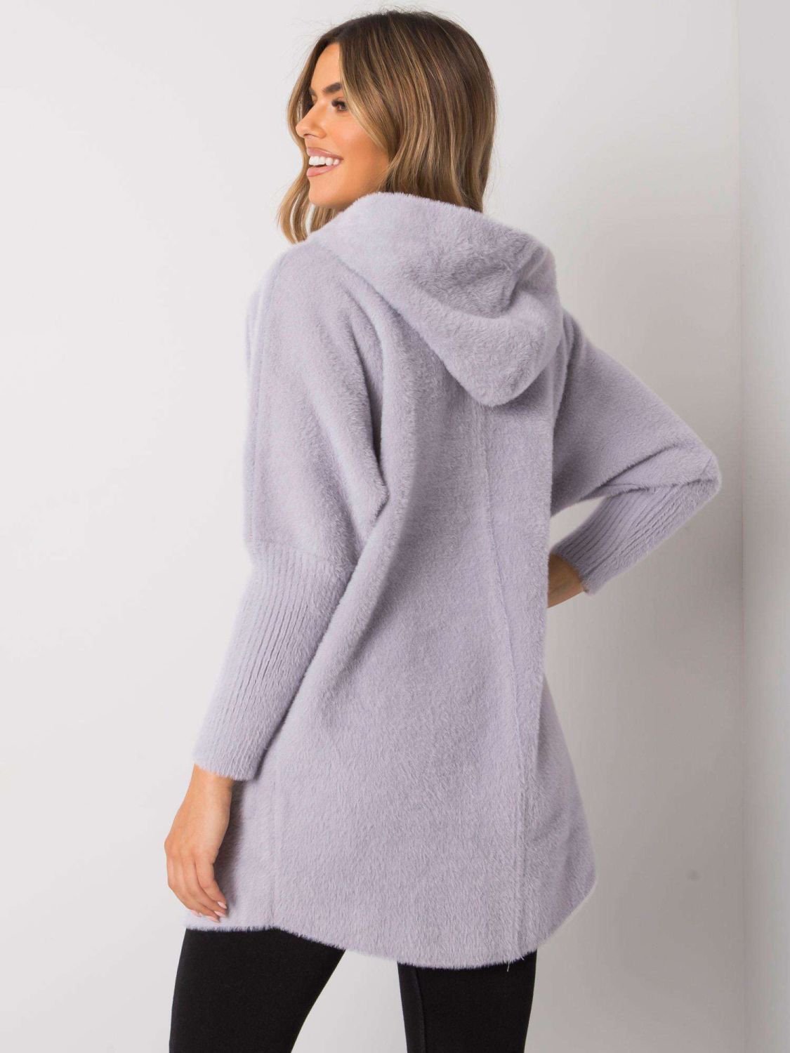 Light Gray Alpaca Coat with Hood