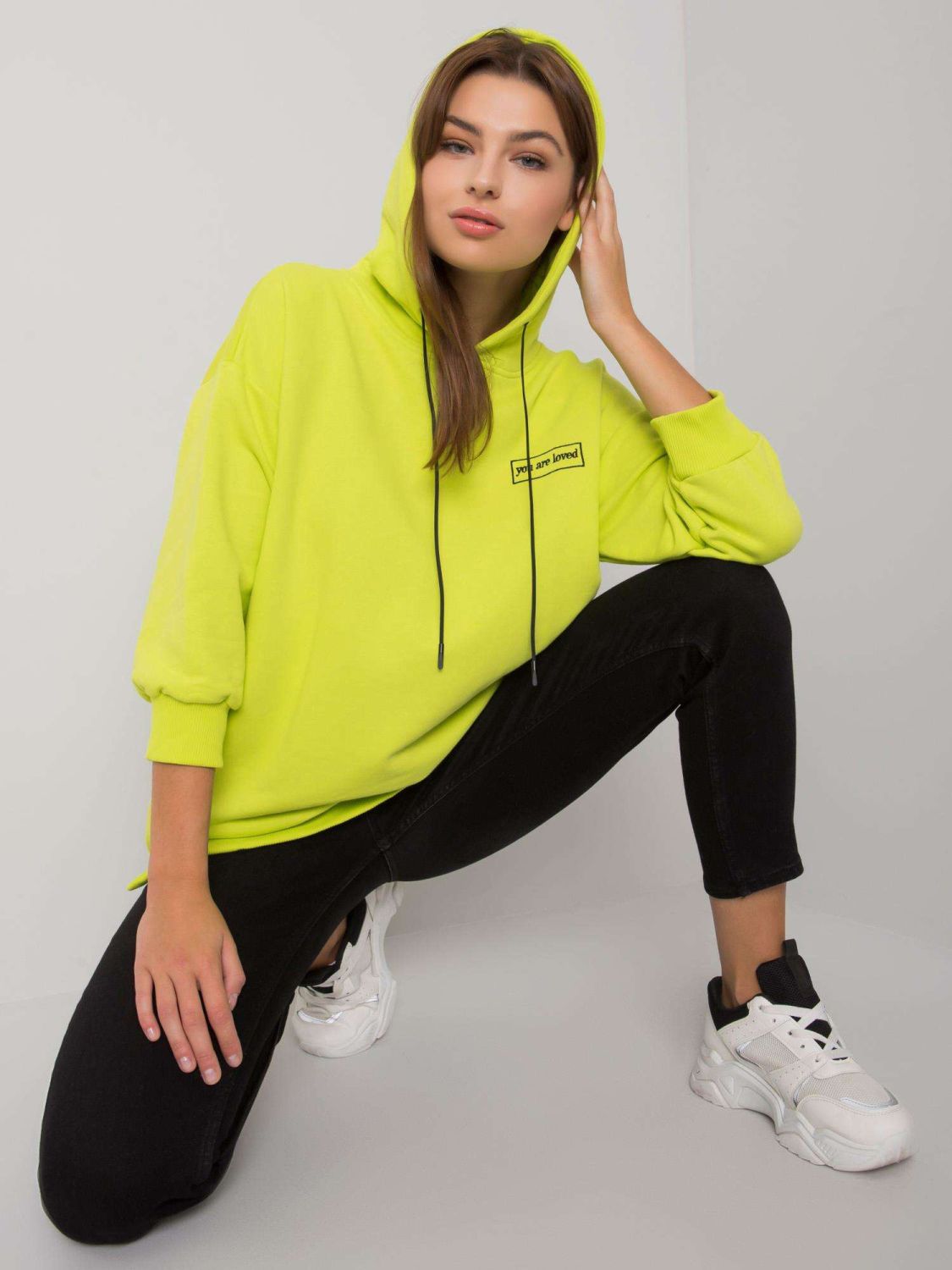 Lime Green Cotton Hoodie with Pockets