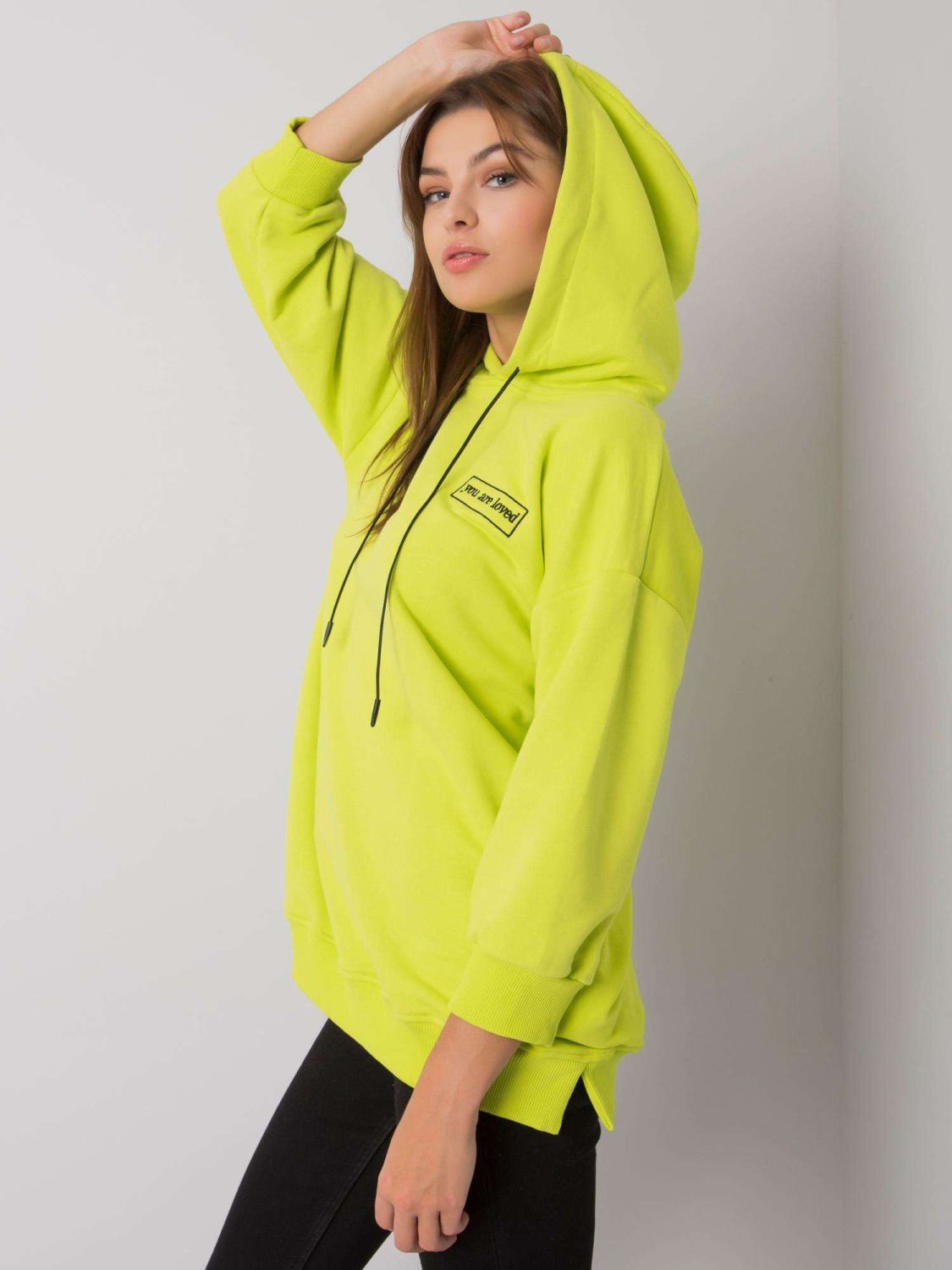 Lime Green Cotton Hoodie with Pockets