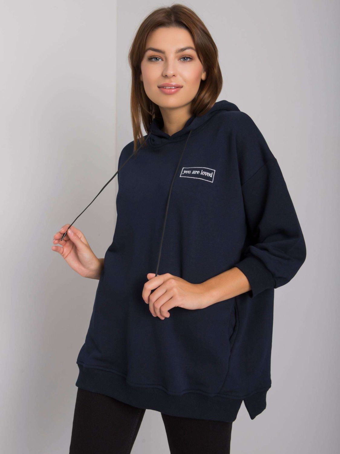 Blue Cotton Hoodie with Pockets