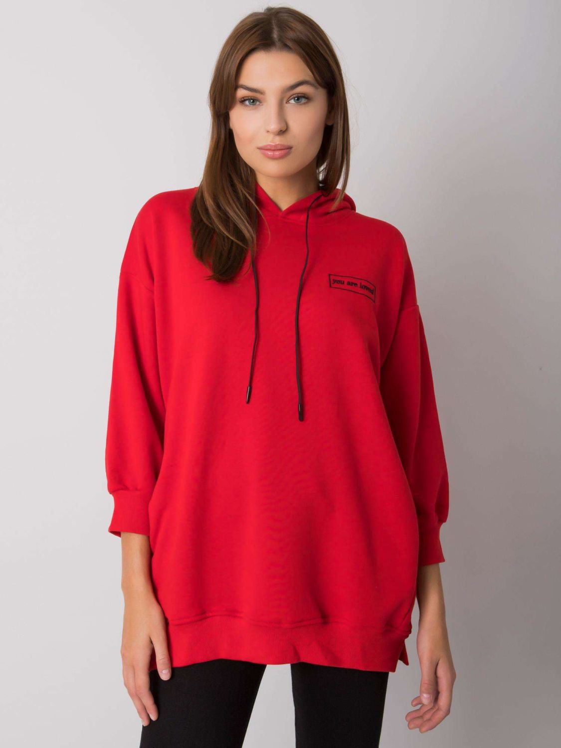 Red Cotton Hoodie with Pockets