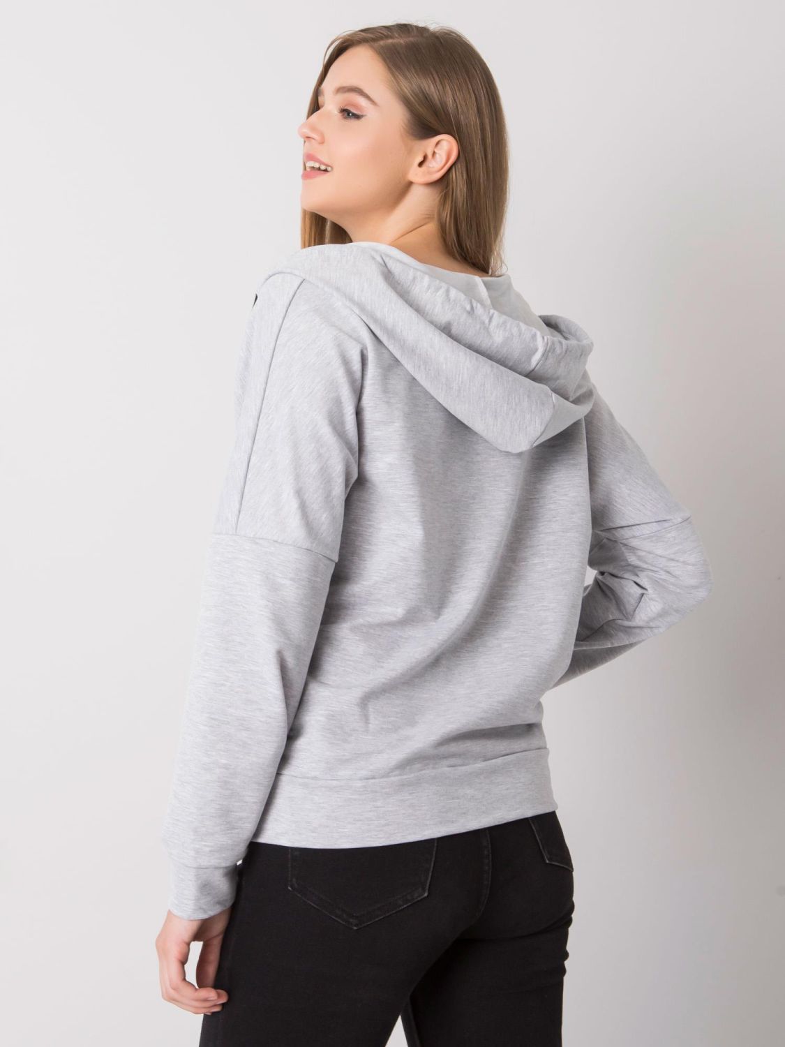 Gray Melange Zip-Up Hoodie