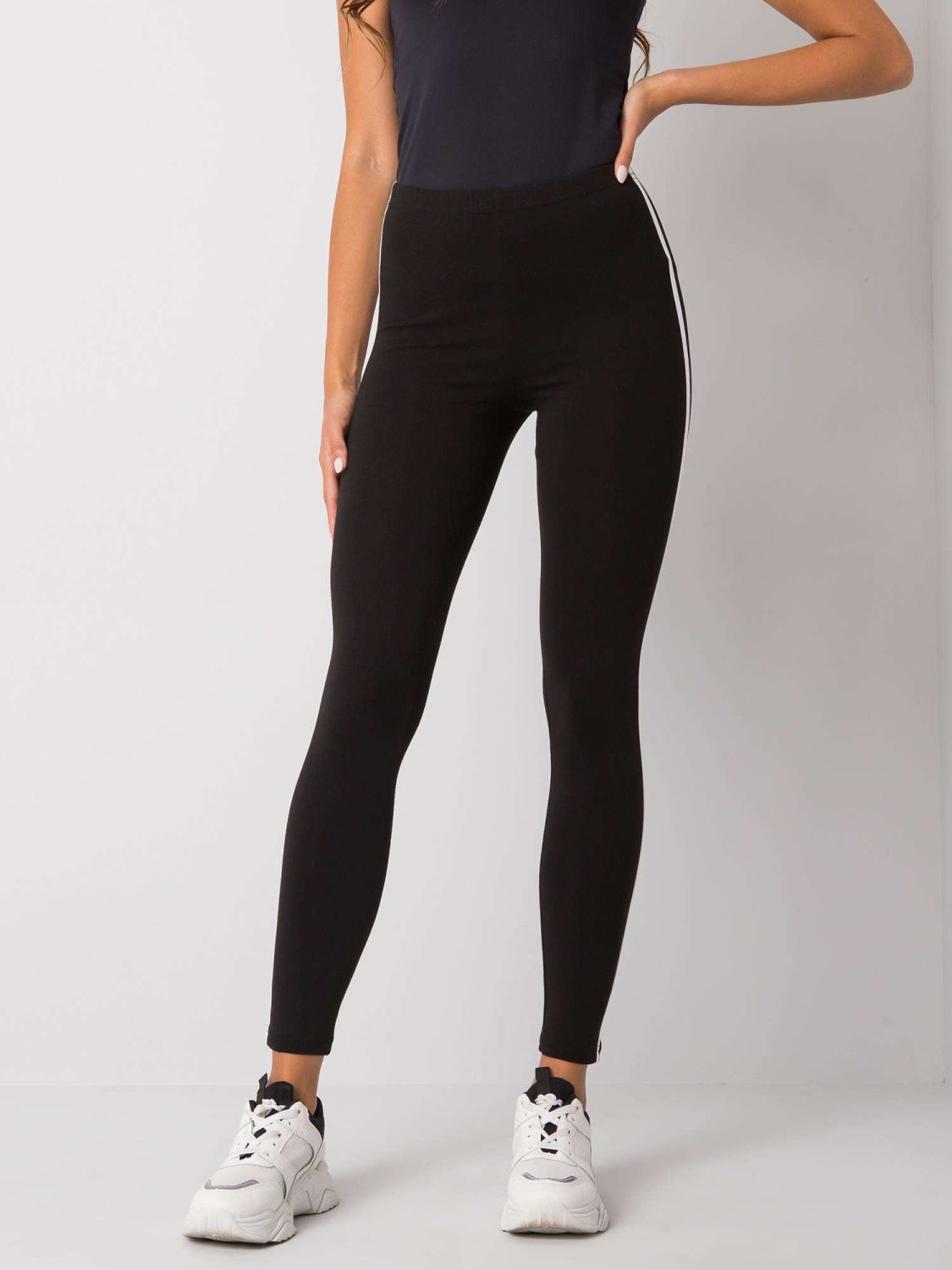 Black Women's Leggings with Stripes
