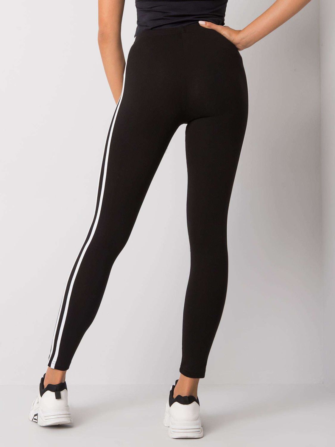 Black Women's Leggings with Stripes