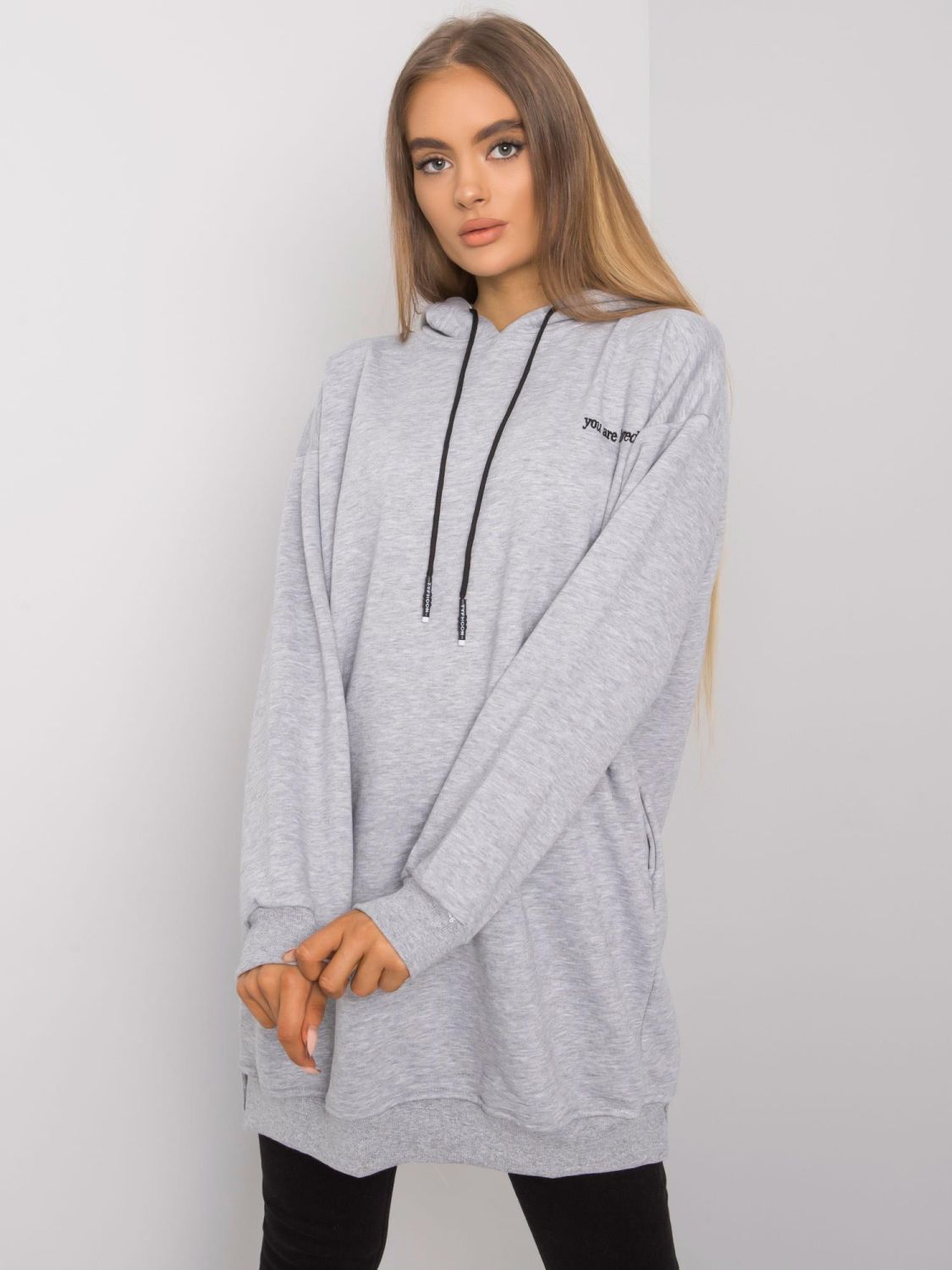 Gray Melange Hoodie with Hood