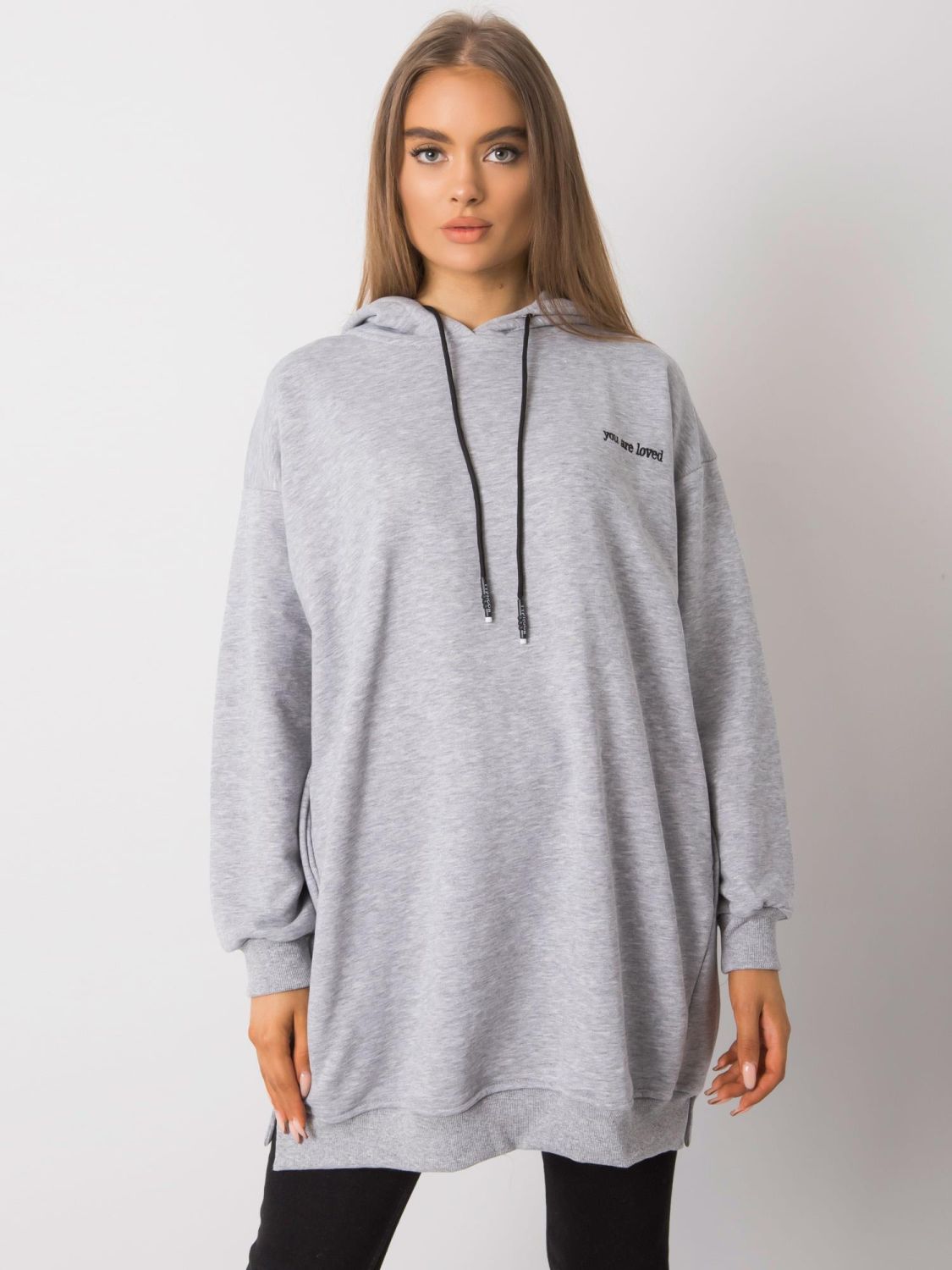 Gray Melange Hoodie with Hood